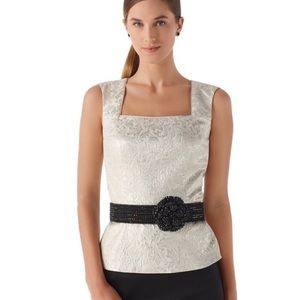 White House Black Market Cream Brocade Blouse